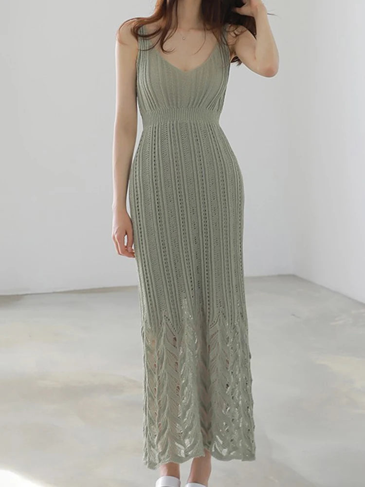 Vestido Ibicenco Largo de Encaje Halter Cintura Elástica