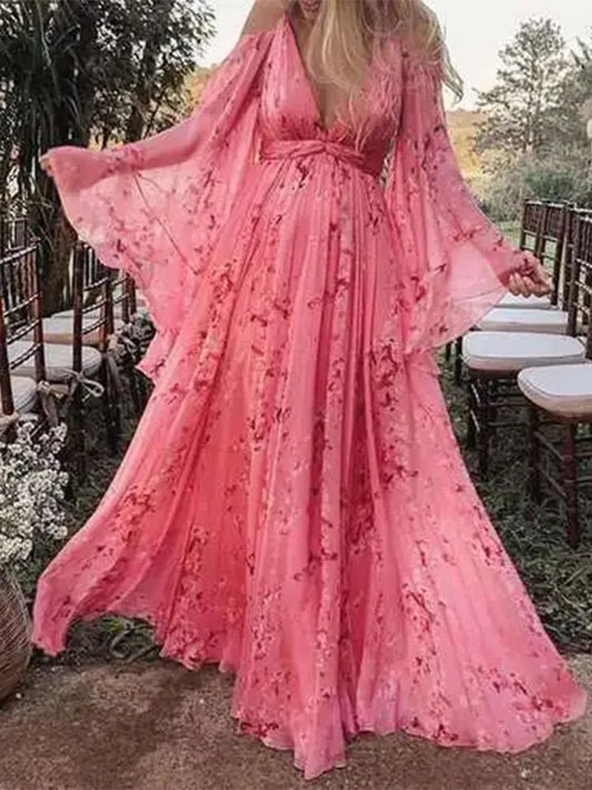 Vestido Ibicenco Boho Largo con Tirantes de Espagueti