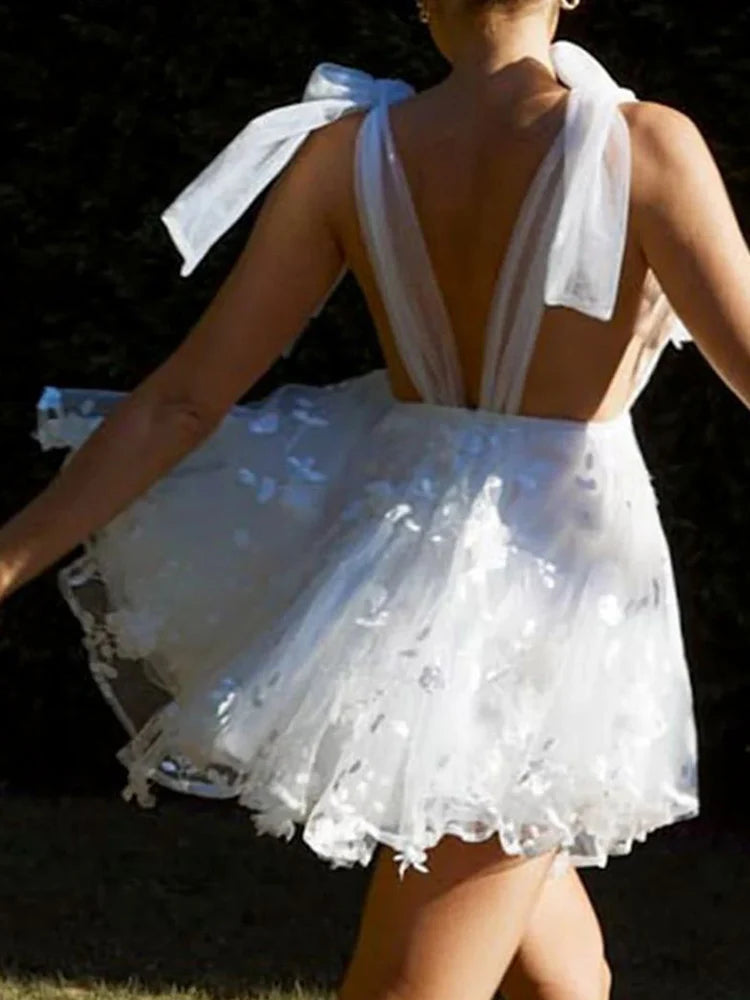 Vestido Ibicenco Sin Mangas, Escote V, Corto