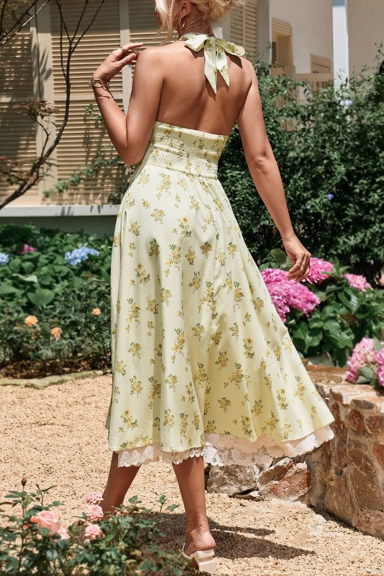 Vestido Ibicenco Boho de Tirantes con Escote Cruzado y Falda Midi Fluida midi summer dress