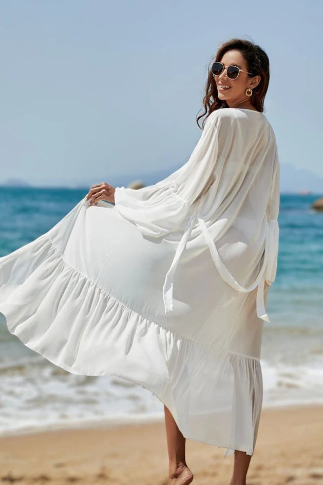 Vestido Ibicenco Largo de Gasa para Playa bikini cover up