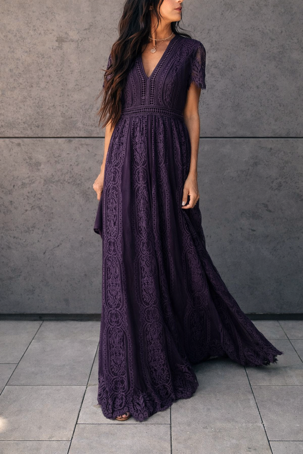 Vestido Ibicenco purpura oscuro de Encaje Floral long dark purple boho dress